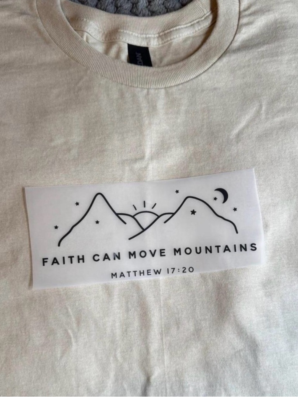 Faith Can Move Mountains Graphic Tee - Cream Crew Neck